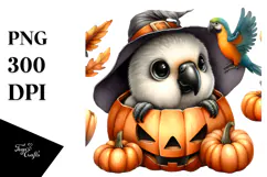 Cute Halloween Baby Parrot PNG Product Image 1
