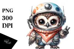 Energetic Baby Owl with Punk Look PNG Product Image 1