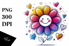 Colorful Flower with Hearts, Transparent PNG Product Image 1