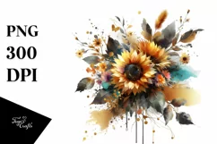 Vibrant Sunflower Bouquet | Sublimation | Clipart Product Image 1