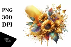 Vibrant Sunflower Bouquet | Sublimation | Clipart Product Image 3