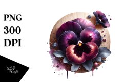 Glossy Watercolor Pansy | Sublimation | Clipart Product Image 1
