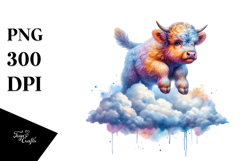 Bouncing Baby Cow on Cloud PNG Product Image 1