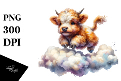 Bouncing Baby Cow on Cloud PNG Product Image 1