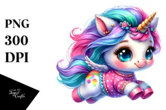 Cute Baby Unicorn, Vibrant PNG Product Image 1