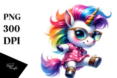 Cute Baby Unicorn, Vibrant PNG Product Image 1