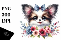 Cute Big Eyes Papillon Watercolor Splash Clipart Product Image 3