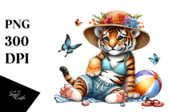 Cute Baby Tiger Watercolor PNG Product Image 1