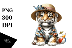 Cute Baby Tiger Watercolor PNG Product Image 1