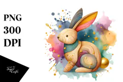Colorful Bunny Wood PNG Product Image 1