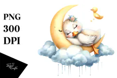 Whimsical Baby Duck on Moon PNG Product Image 1