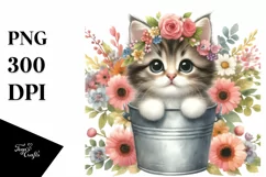Cute Baby Cat with Flowers PNG Product Image 3