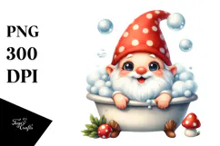 Watercolor Smiling Gnome Bath Tub Clipart Product Image 1