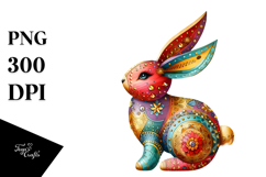 Cute Bunny Made of Wood with Gold Accents PNG Product Image 1