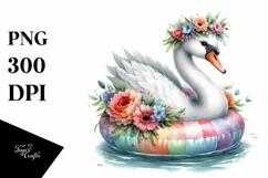 Watercolor Young Swan,Flower Wreath Clipart Product Image 3