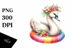 Watercolor Young Swan,Flower Wreath Clipart Product Image 3