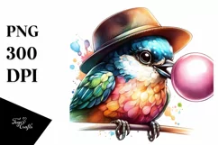 Colorful Artistic Bird Hat, Clipart Product Image 3