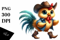Chicken in Boots Watercolor PNG Product Image 1