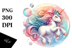 Whimsical Baby Unicorn in Bubble PNG Product Image 1