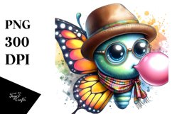 Colorful Artistic Butterfly Hat, Clipart Product Image 1