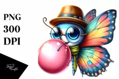 Colorful Artistic Butterfly Hat, Clipart Product Image 3
