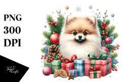 Pomeranian Christmas Gifts PNG Product Image 1