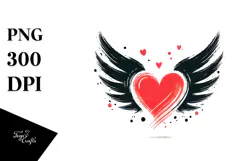 Heart with Wings Paintbrush Style PNG Product Image 1