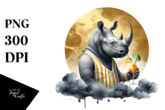 Rhino in Beachwear Drinking Cocktail Product Image 1