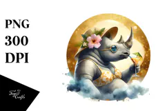 Rhino in Beachwear Drinking Cocktail Product Image 1