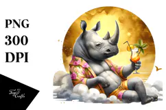 Rhino in Beachwear Drinking Cocktail Product Image 1