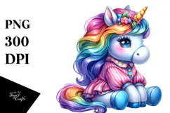 Cute Unicorn in Style, Vibrant PNG Product Image 1