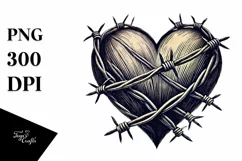 Simple Vintage Hand Drawn Heart with Material PNG Product Image 1