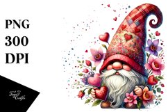 Colorful Valentines Gnome with Hat, PNG Product Image 1