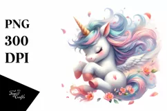 Cute Baby Unicorn Spring Petals Clipart Product Image 3