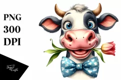 Watercolor Happy Cow Tie | Sublimation | Clipart Product Image 3