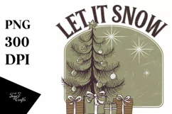 Retro Let It Snow Clipart PNG Product Image 5