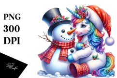 Baby Unicorn with Snowman PNG Product Image 1