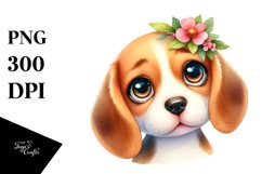 Cute Lateral Beagle Watercolor Splash Clipart Product Image 3