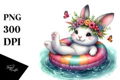 Colorful Inflatable Ring Bunny Clipart Product Image 1