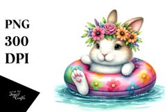 Colorful Inflatable Ring Bunny Clipart Product Image 1