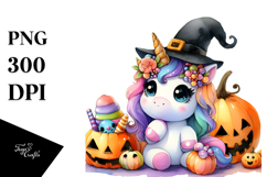 Vibrant Halloween Unicorn Drawing Product Image 1