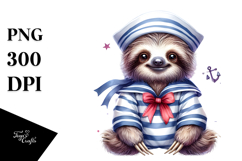 Vibrant Baby Sloth Sailor Suit, High-Res PNG Product Image 1