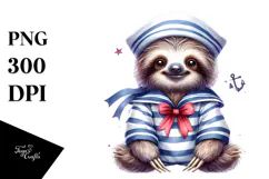 Vibrant Baby Sloth Sailor Suit, High-Res PNG Product Image 1