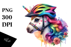 Colorful Baby Unicorn Cyclist PNG Product Image 1