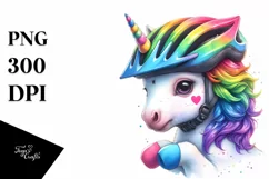 Colorful Baby Unicorn Cyclist PNG Product Image 1
