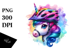 Baby Unicorn in Cyclist&#039;s Helmet PNG Product Image 1