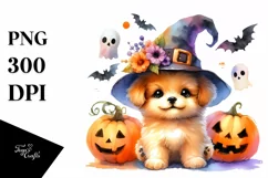 colorful halloween scenery dog Clipart Product Image 3