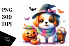 colorful halloween scenery dog Clipart Product Image 3