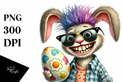Bunny with Quirky Haircut and Teeth, PNG Product Image 1