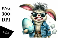 Bunny with Quirky Haircut and Teeth, PNG Product Image 1